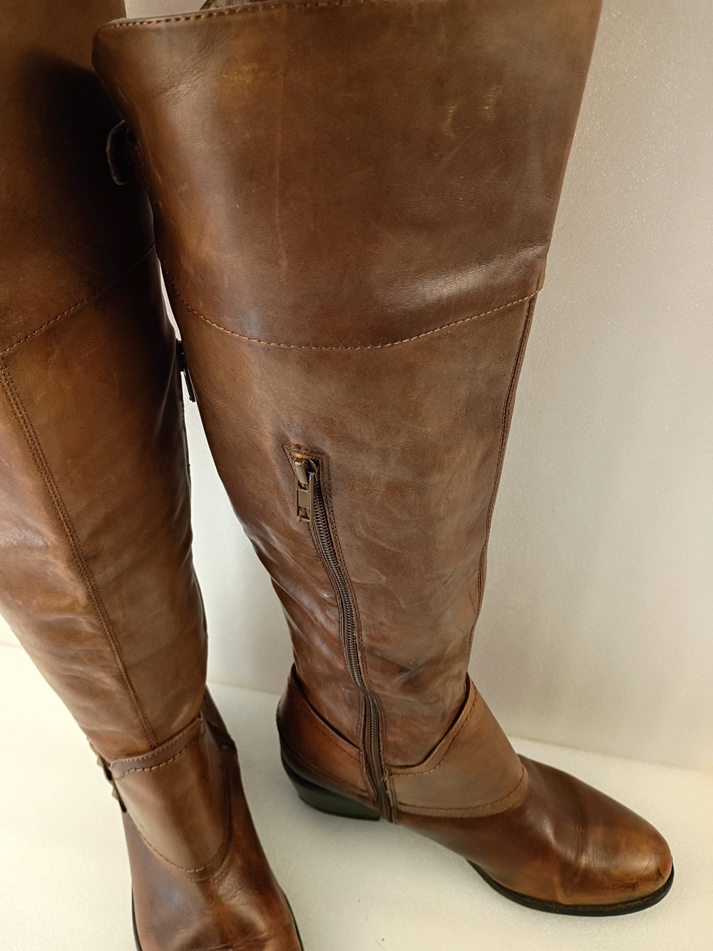 Artur Chiang Women’s Brown Leather Knee High Riding Boots Size 8 Side Zip... - Picture 2 of 9